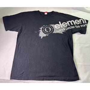 Vintage Element Skateboards T Shirt Large Black Fade Distressed Logo Made in USA